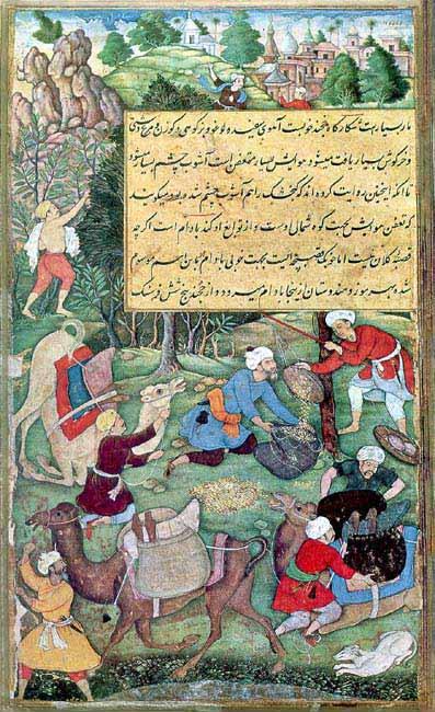 mural of Ancient Almond Harvest in Persia