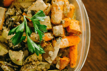 bowl of chopped veggies with parsley