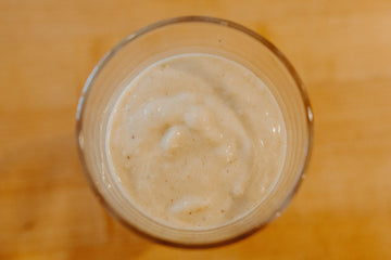 view of the top of the glass with a smoothie