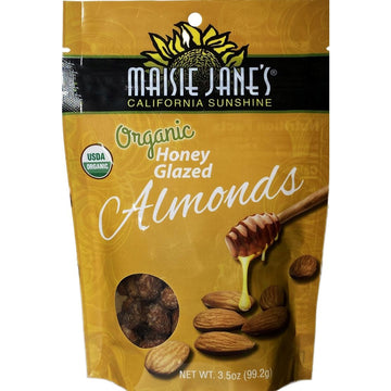 a bag of Organic Honey Glazed Almonds