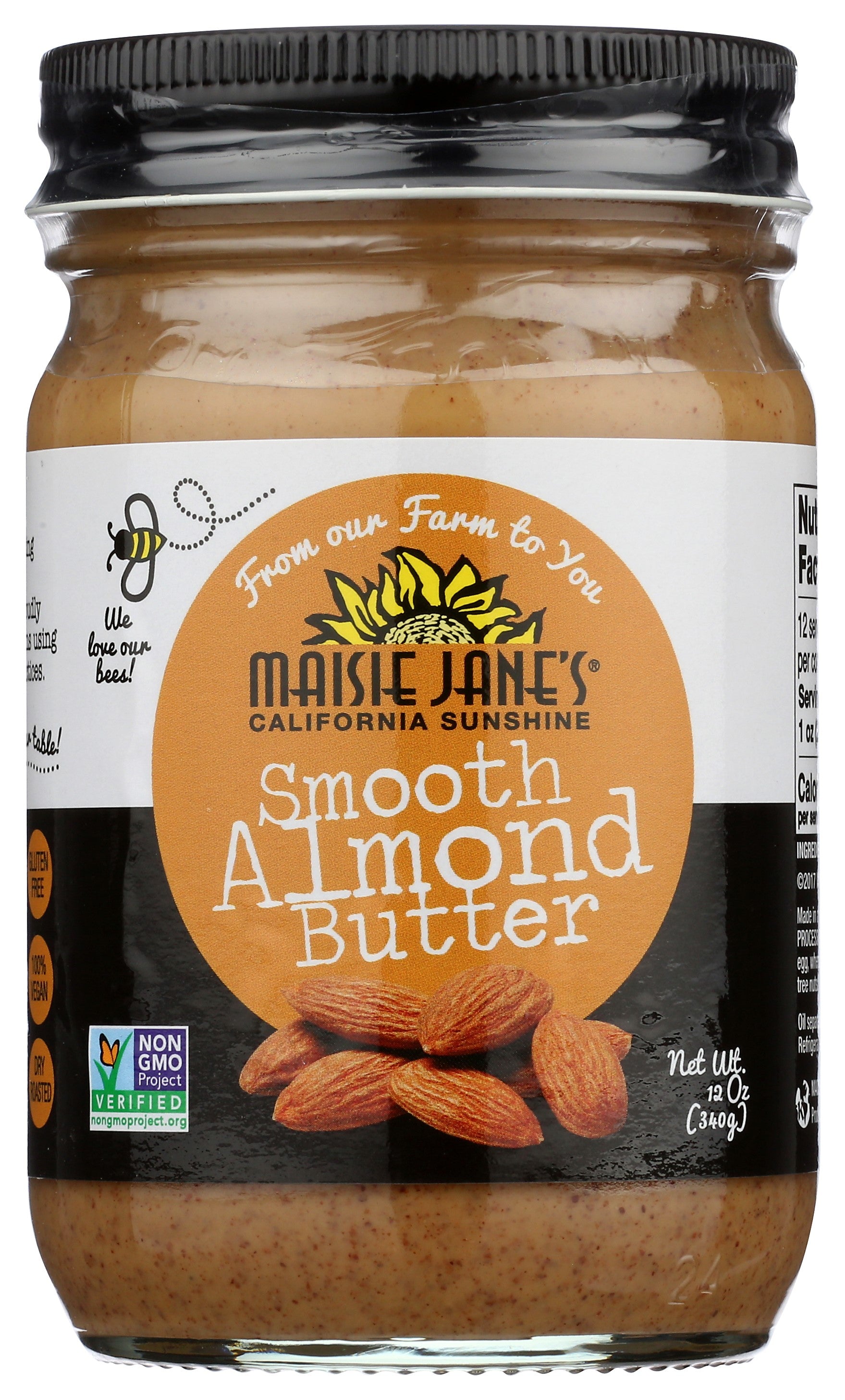 Maisie Jane's Smooth Almond Butter NonGMO Gluten Free 100 Dry Roasted