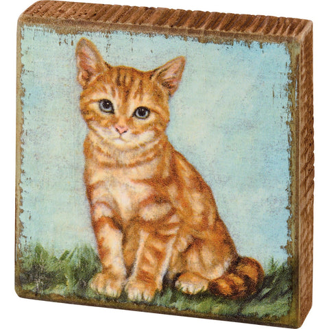 PBK Block Sign - Orange Cat
