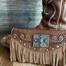 Texas Western Fringe Wallet with Turquoise and Silver Accent