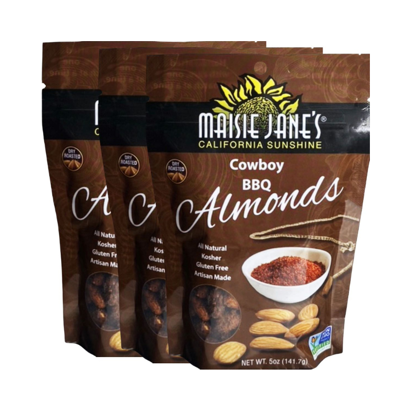 Group of 3 packages of Maisie Jane's Cowboy BBQ Almonds