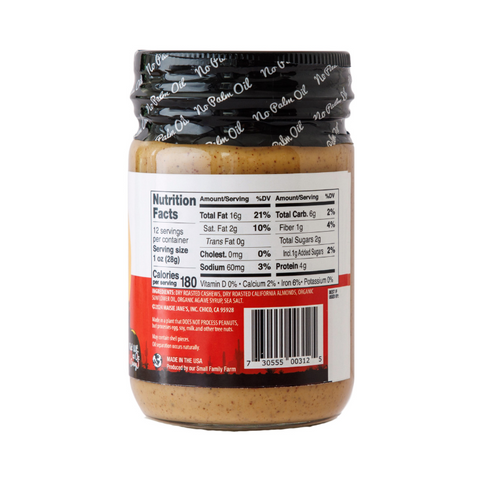 Back View of a Jar of Maisie Jane's Cowboy Caramel Cashew Nut Butter on a white background