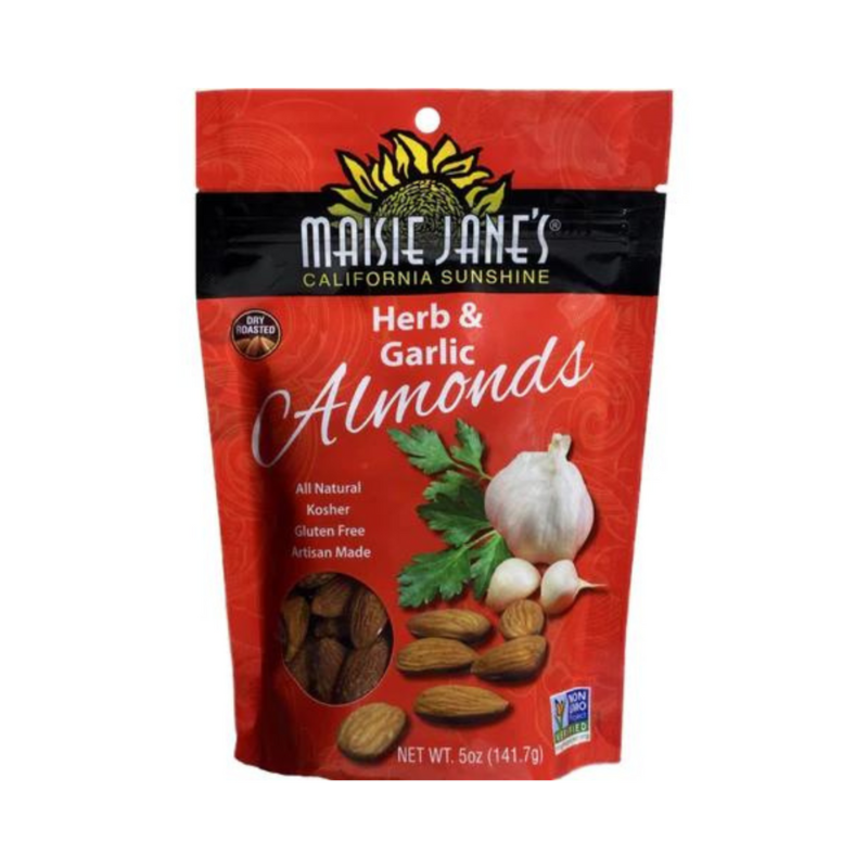 Group of 3 packages of Maisie Jane's Herb & Garlic Almonds