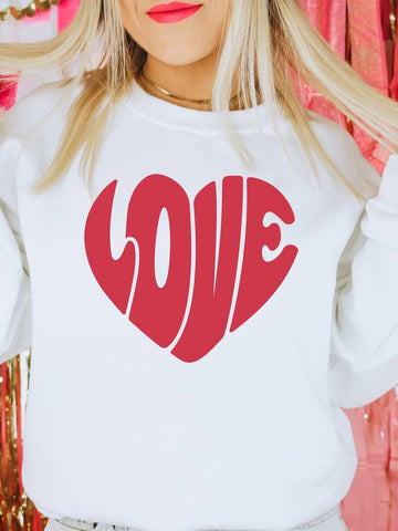 Love Red Heart White Sweatshirt