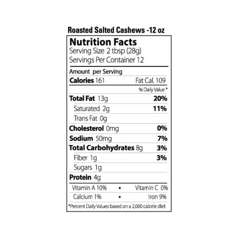 12 oz Roasted Salted Cashews