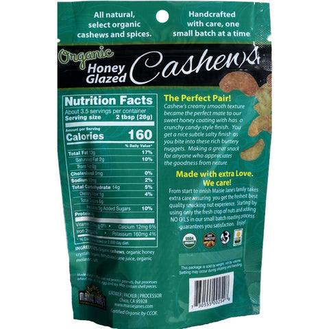 Honey Glazed Cashews made w/ Organic Cashews (3.5 oz)