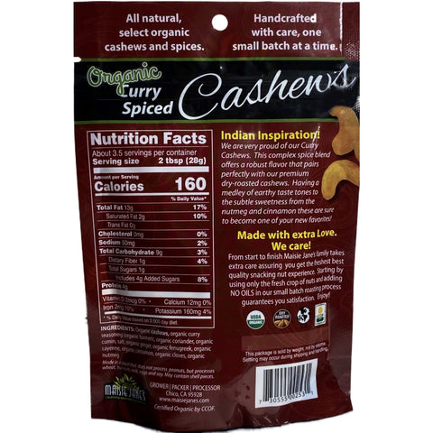 3.5 oz Organic Curry Spiced Cashews